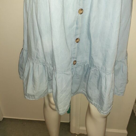 japna Blue cotton denim sundress summer mini dress button down front small xs s - Picture 6 of 9